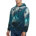 thumbnail image 3 of Pofeuu Airplane Shark Print Mens Casual Hooded Collar Drawstring Hoodies Pullover Sweatshirts Casual Long Sleeve Shirts-Medium, 3 of 7
