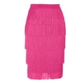 thumbnail image 6 of Mrat High Waist Skirts Fashion Women Summer Casual High Waist Tassels Knee-Length Skirt Flare Skirt S-228 Hot-Pink S, 6 of 6