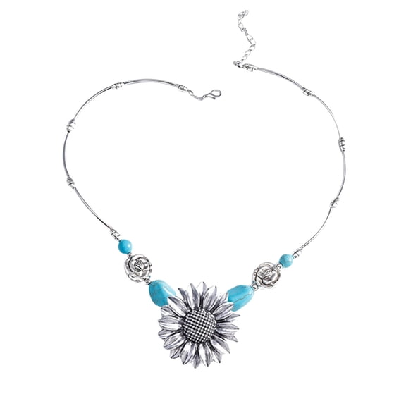 ddioayh Sunflower Turquoise Necklacer,Tree of Life Necklace Sunflower Pendant Necklace,Sunflower Jewelry Gifts for Women Mom,Exquisite Gifts