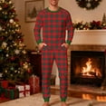 thumbnail image 1 of Leodye Pyjama de Noël Adulte à Carreaux Pantalon de Pyjama Manches Longues Col Rond pour Couples & Famille Rouge m(m), 1 of 5