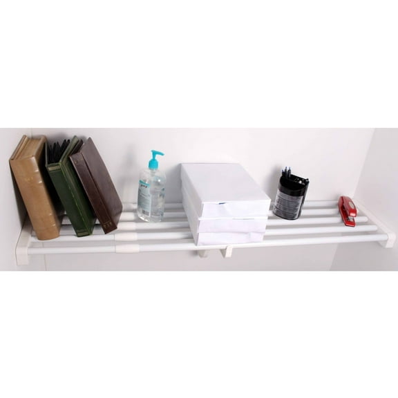 EZ Shelf 40"-73" Expandable Shelf, White, No Brackets, For Mounting Between 2 Sidewalls