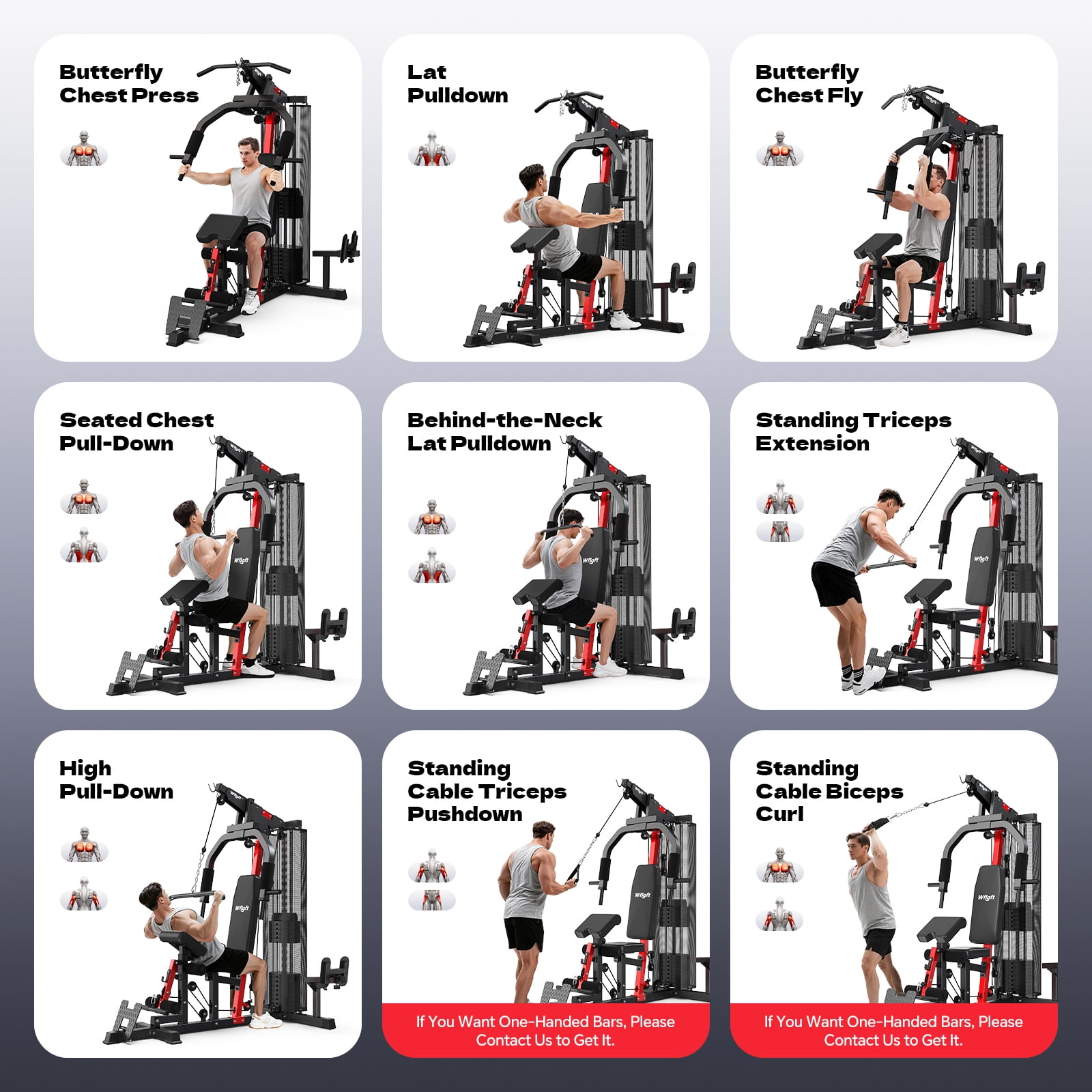 TOSSFD Home Gym, Workout Station with 148LBS Weight Stack, Multifunctional Home Gym Equipment, Exercise Equipment for Full Body Strength Training