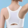 thumbnail image 7 of Xfvqtps Girls Sports Bras with Padded Fixed Cup Seamless Soft Comfortable Mesh Breathable Color Block Training Bra for Big Kids Teen Bras for Girls Ages 12-15 White, 7 of 7