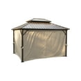 thumbnail image 3 of LUCKYBERRY 10' X 12' Outdoor Hardtop Galvanized Steel Roof Double Top Permanent Gazebo Canopy Curtains Aluminum Frame Patio Garden Gazebo with Netting, 3 of 5