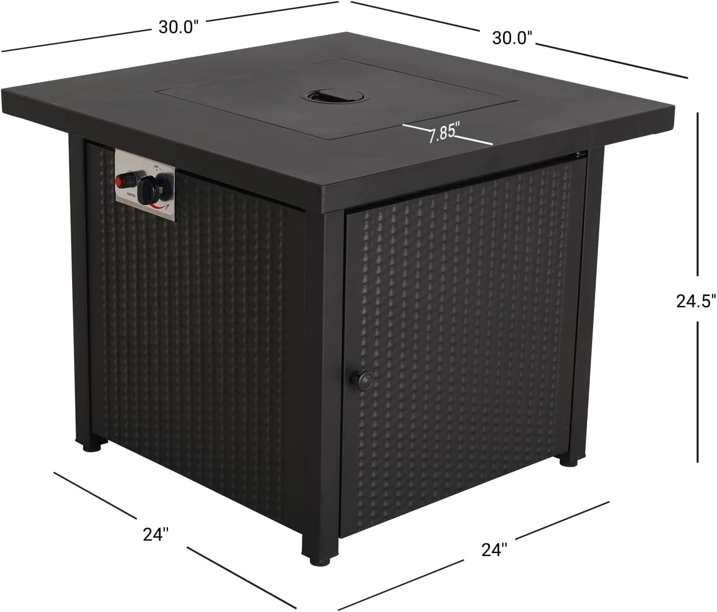 Grand Patio Outdoor Gas Fire Pit Table 30-Inch Square Propane Gas Fire Pit CSA Safety Approved 50000BTU with Steel Tabletop, Removable Lid, and Lava Rock for Garden, Backyard, and Deck Parties
