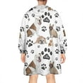 thumbnail image 2 of Wearable Oversized Blanket,Bulldog Dog and Footprints Wearable Blanket Hoodie for Adults,Cozy Hooded Blankets with Super Pockets,Super Warm Fuzzy Pullover for Women & Men, 2 of 6