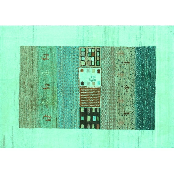 Ahgly Company Indoor Rectangle Solid Turquoise Blue Modern Area Rugs, 3' x 5'
