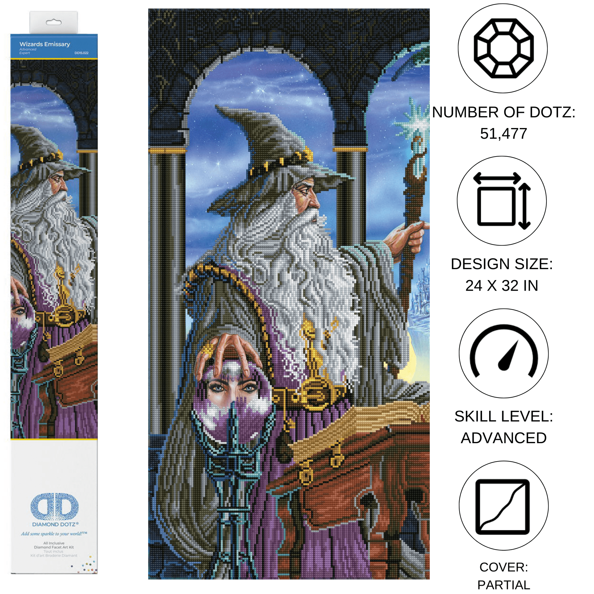 Diamond Dotz Wizards Emissary Diamond Painting Kits for Adults - Diamond Art Kits a Relaxing Creative Craft Kit with Dotz Gems 24x32