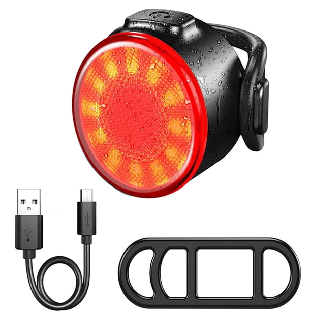 Luz trasera de bicicleta Carga USB Lámpara trasera de advertencia a prueba de agua (Luz roja)