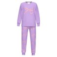 thumbnail image 5 of Bow Print Set For Kids Cozy Holiday Print Loungewear For Girls Festive Family Sleepwear Soft Two Piece Outfit Daily Outfit Sets Purple 110(4-5 Years), 5 of 9