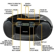 Philips Portable Boombox with CD and Cassette Player, MP3-CD, Adult, Single Piece, 1 Count, 1 Pack, Bass Boost, USB