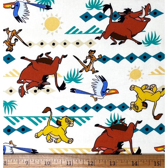 1 Yard - Disney Lion King Simba Pumbaa & Zazu Stripe Cotton Fabric (Great for Quilting, Sewing, Craft Projects, Throw Pillows & More) 1 Yard X 44" Wide