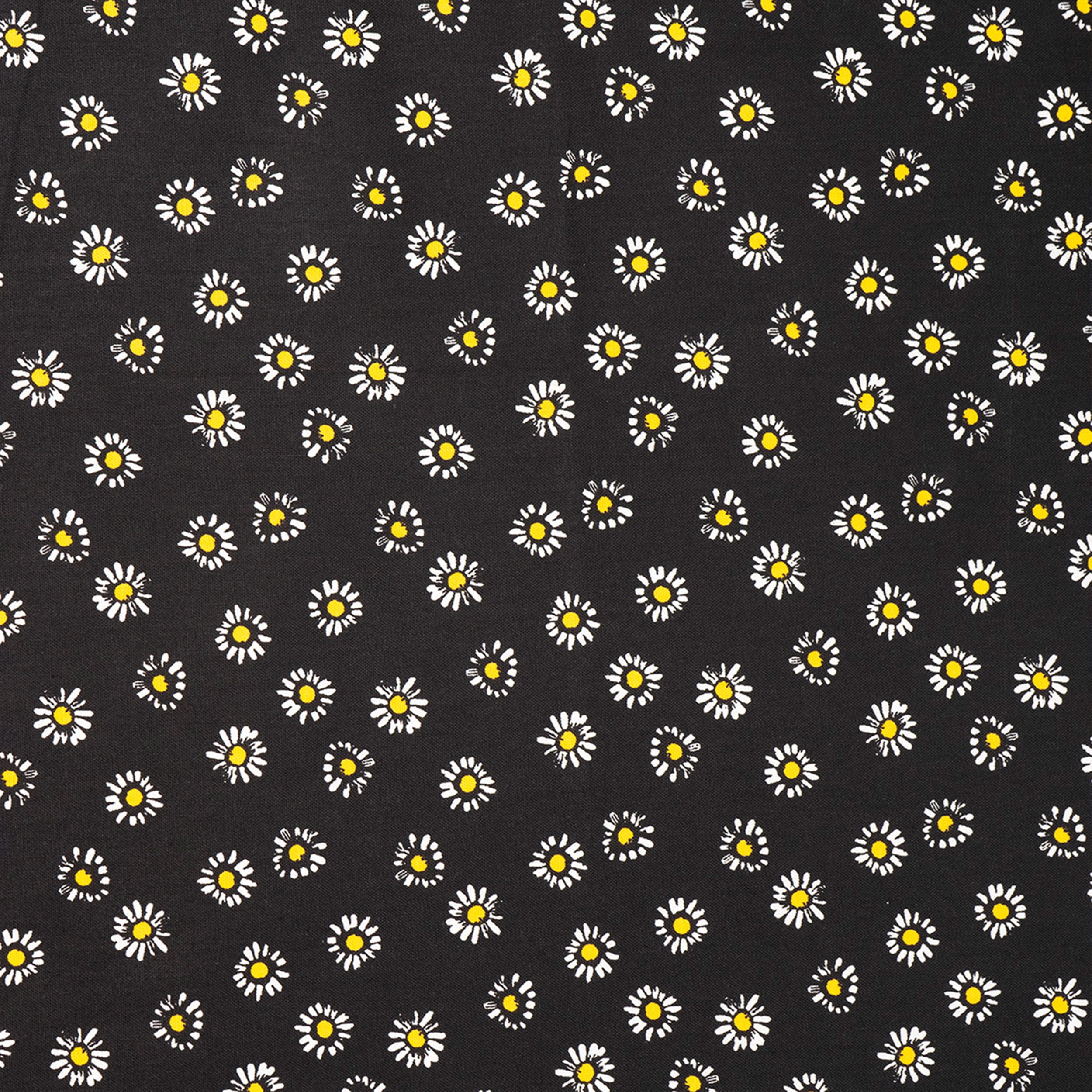 Singer Fabric, 100% Cotton, Sewing & Crafting, 44" Wide, Daisys On Black, Cut by Yard