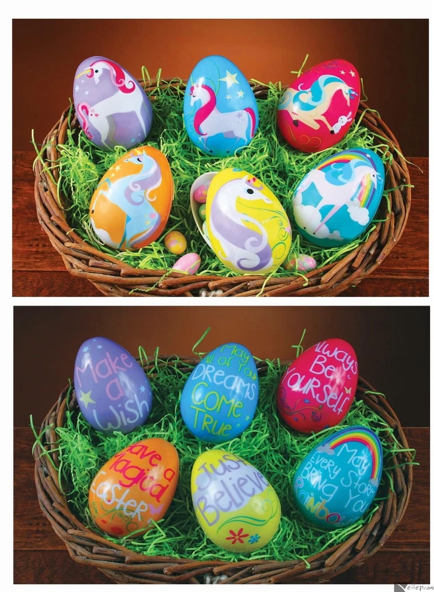 ZYLER- Easter Unlimited Magic Unicorn Fillable Plastic Easter Eggs, 4 Ct, 3", Rainbow