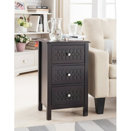 Accent Tables With Drawers Micah Espresso Wood Contemporary Accent Side Sofa Entryway Table With Three Storage Drawers ()
