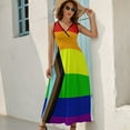 thumbnail image 5 of The Progress Pride Flag All The Colours of The Rainbow Womens Night Club Maxi Dress V Neck Sleeveless Bohemia Long Dresses, 5 of 9