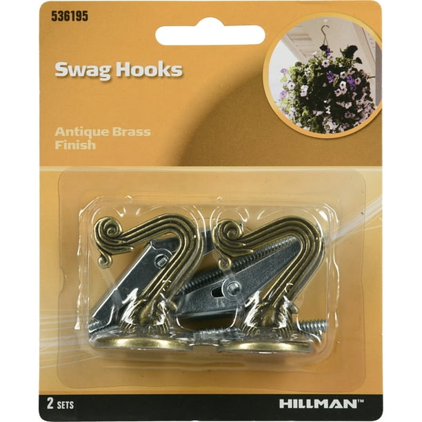 Hillman 536195 Antique Brass Swag Hook with Anchor, Ceiling Hooks (30lb
