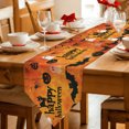 thumbnail image 2 of Halloween Table Runner Linen Burlap Table Runner 70 Inches Long Spooky Autumn Orange Cat Pumpkins Dresser Scarves for Kitchen Island Coffee Dining Room Party Wedding Banquet Holiday 13"x70", 2 of 8