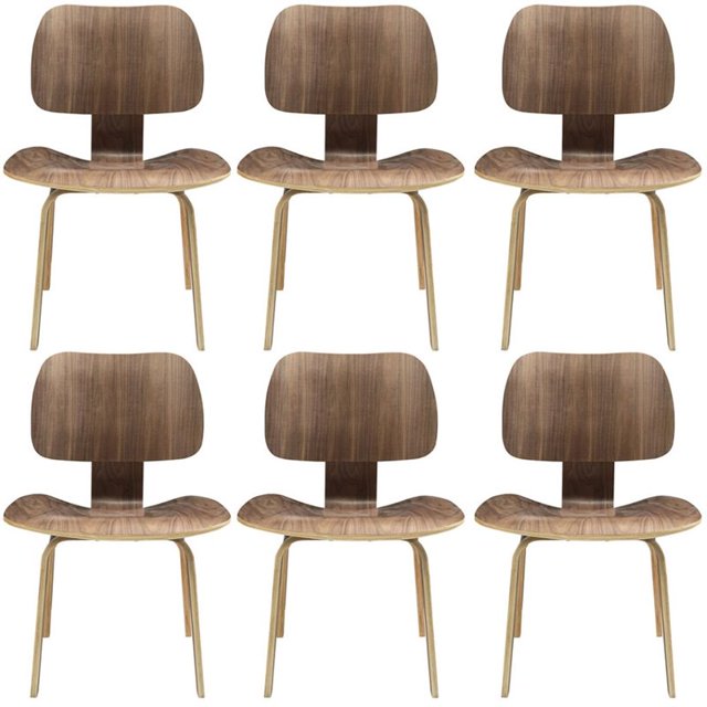 Modway Fathom Chaise de Salle à Manger en Noyer, Ensemble de 6