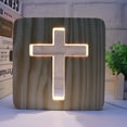 thumbnail image 5 of Lámpara de mesa LED tallada hueca de madera maciza con diseño de regalo empresarial con luz nocturna 3D creativa, 5 of 5