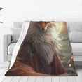 thumbnail image 1 of Balery Mystic Fox With Halo Manta de Felpa Suave y Acogedora – Cobija de Franela Aterciopelada para Cama, Lavable y Cálida para Sofá, Mascotas, Transpirable-50"x40", 1 of 7