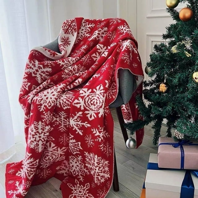 Nap Blankets for Office Christmas Gifts, Couch Blankets and Throws Knitted Throws, Snowflake Throw Blanket Casual Warm Blanket