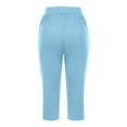 thumbnail image 6 of Hauaitttt Women's Casual Pants for Everyday Comfort Versatile Home and Sports Wear Classic Solid Color 3/4 Length Trousers Elastic Waist for Easy Fit Loose Womens Pants Elastic Waist plus Size Hiking, 6 of 7