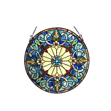 CHLOE Lighting WEBSTER Tiffany-glass Victorian Window Panel 15x23 main image 0