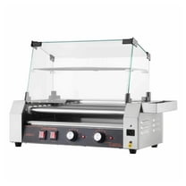 Hot Dog Roller Grill - 12 Hot Dog Capacity, 750W Commercial Electric Cooker with Cover & Removable Drip Tray
