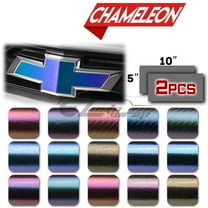 2Pcs 5"x10" Chevy Emblem Bowtie Chameleon Carbon Fiber Purple Blue Vinyl Wrap Sticker Decal Film Overlay Sheet