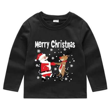 

DENGDENG Bays Girl Boys Graphic Long Sleeve T-Shirt Toddler Christmas Crewneck Tee 1-5Y