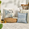 thumbnail image 4 of Summer Take Me to The Beach Coral Starfish Throw Pillow Covers, 18 x 18 Inch Home Sweet Home Motto Blue Cushion Case for Sofa Couch Set of 4, 4 of 6