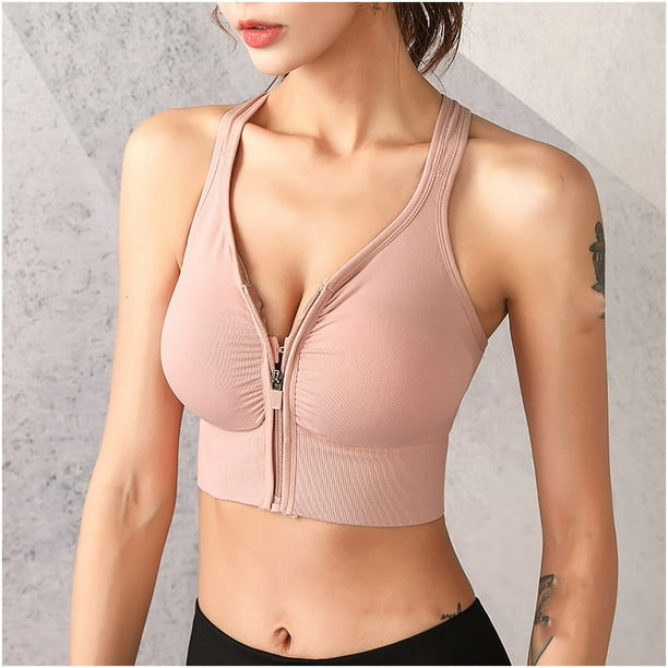 Sexy Front Open Bra, Women's Sports Bras Solid Color Comfort Bra,Black,S :  : Clothing, Shoes & Accessories