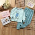 thumbnail image 4 of NOLDARES Little Boys Pajamas for Toddler Clothes Set Train Truck Sleepwear Long Sleeve Cotton 2 Piece Kids Pjs,Mint Green,9-10 Y, 4 of 4