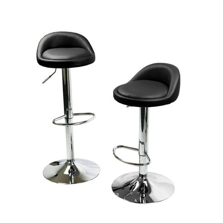 - Round Bar Stools Swivel Kitchen Dinning Counter Adjustable Height Barstool Chair - Set of 2 Black