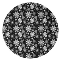 Black Christmas Snowflake Pattern Round Blanket,Comfortable Soft Flannel Throw Blanket,All Season,Warm Lightweight Blankets for Sofa Bed Couch Living Room Chair 47"x47"