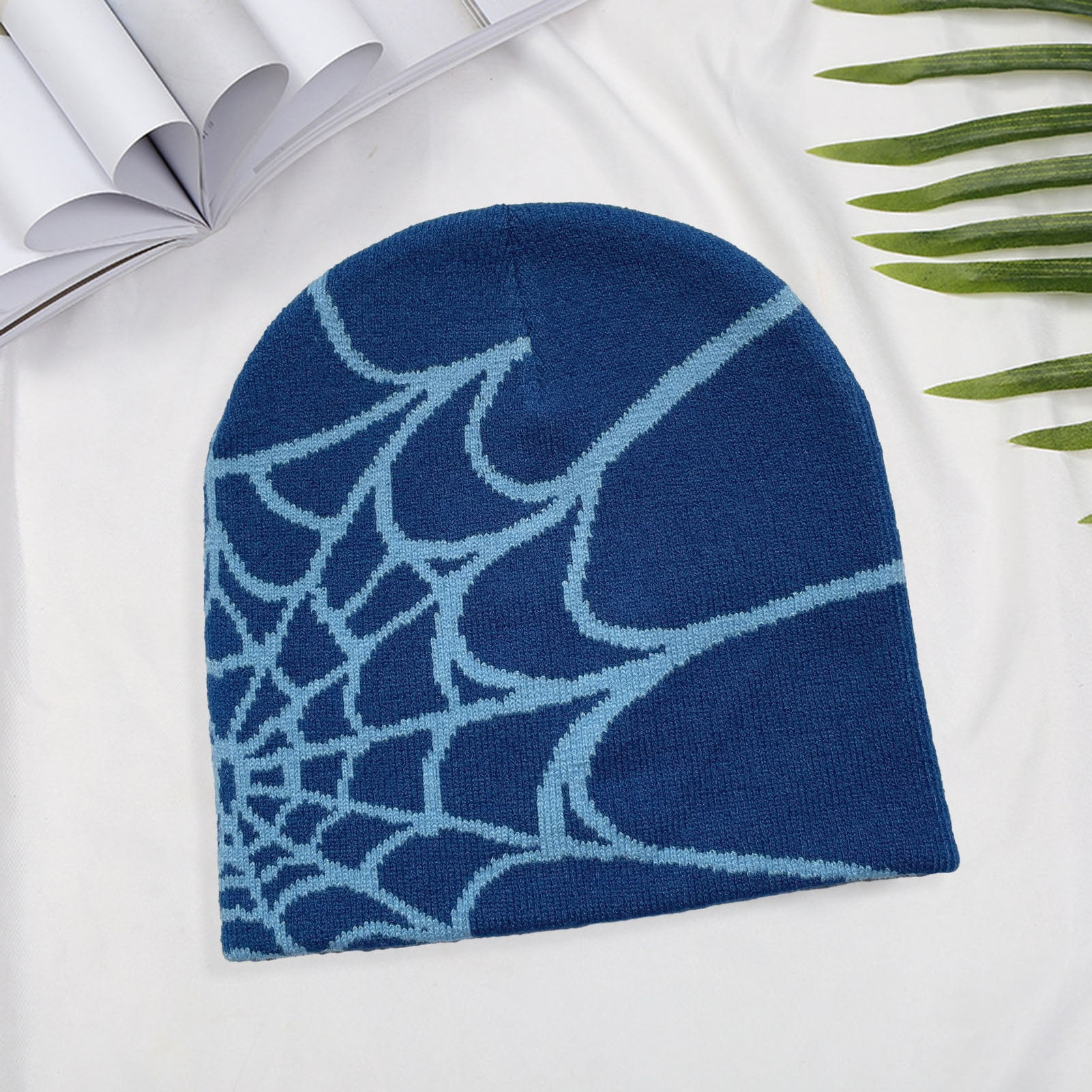 Kainuan Winter Hat Spider Web Print Knitted Unisex Beanie