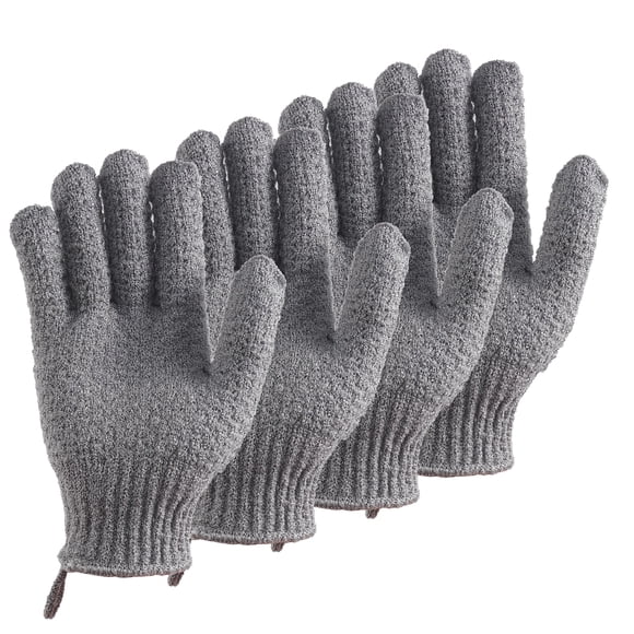CLEEDY Guantes exfoliantes de baño - 2 pares de guantes de fregado grandes y alargados para ducha, spa y masaje - Perfectos para exfoliar el cuerpo, la cara, las manos y los pies (2 paris gary)