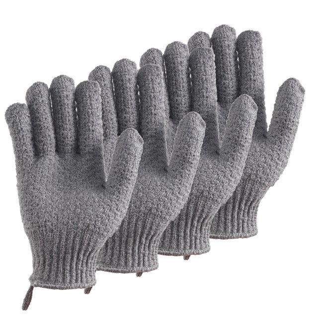 CLEEDY Guantes exfoliantes de baño - 2 pares de guantes de fregado grandes y alargados para ducha, spa y masaje - Perfectos para exfoliar el cuerpo, la cara, las manos y los pies (2 paris gary)