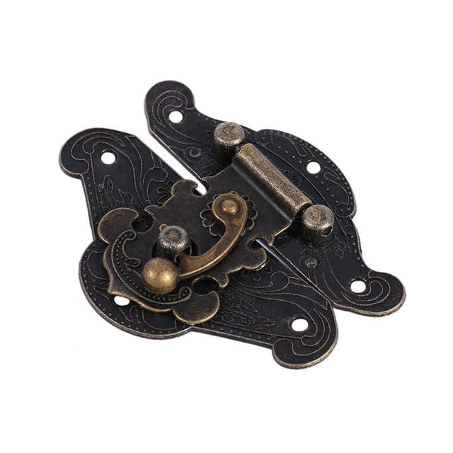 Uadme Pestillos De Gabinete Antiguos, Cierre De Cerradura Retro, Cerradura Decorativa Vintage, Almohadilla De Cerrojo, Placa De Bloqueo De Pecho para Gabinete De Joyero De Madera(47 * 37mm)
