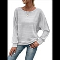 thumbnail image 1 of Blusas de Larga Suaves para Mujer, Cuello Redondo, Estilo Jersey, Informales, de Punto, con de Murciélago, Grandes, 2025 Gris M, 1 of 9