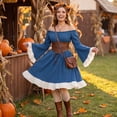 thumbnail image 4 of Renaissance Dress Women Off the Shoulder Bell Sleeve Two Tone High Low Ruffle Maxi Dresses Halloween Peasant Medieval Gothic Outfit Blue M, 4 of 8