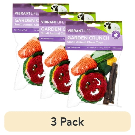 (3 pack) Vibrant Life 9-Piece Variety Pack of Garden Crunch Chews for Small Animals