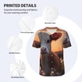 thumbnail image 3 of Zufioo Sunset Calf Flower Field Print Men's Baseball Short Sleeve, Moisture Wicking Button-Down Hip Hop Tee-Large, 3 of 7
