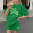 thumbnail image 6 of Girls Clothes Size 10 Girls Summer Outfits 2 Piece Sets Casua Children's St. Patrick's Day Printed Short Sleeve Round-Neck Blouses Two-Piece Set for Kids（4-16 Years）, 6 of 6