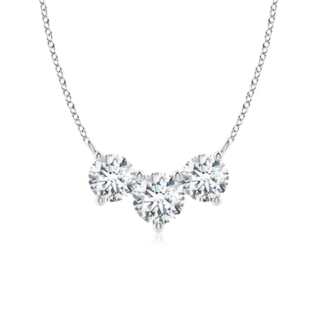 ANGARA Natural Classic Trio Diamond Necklace in Platinum for Women (Size-6mm | Color-G | Clarity-VS2) | April Birthstone, Birthday, Anniversary, Jewelry Gift for Women | Natural Diamond Necklace
