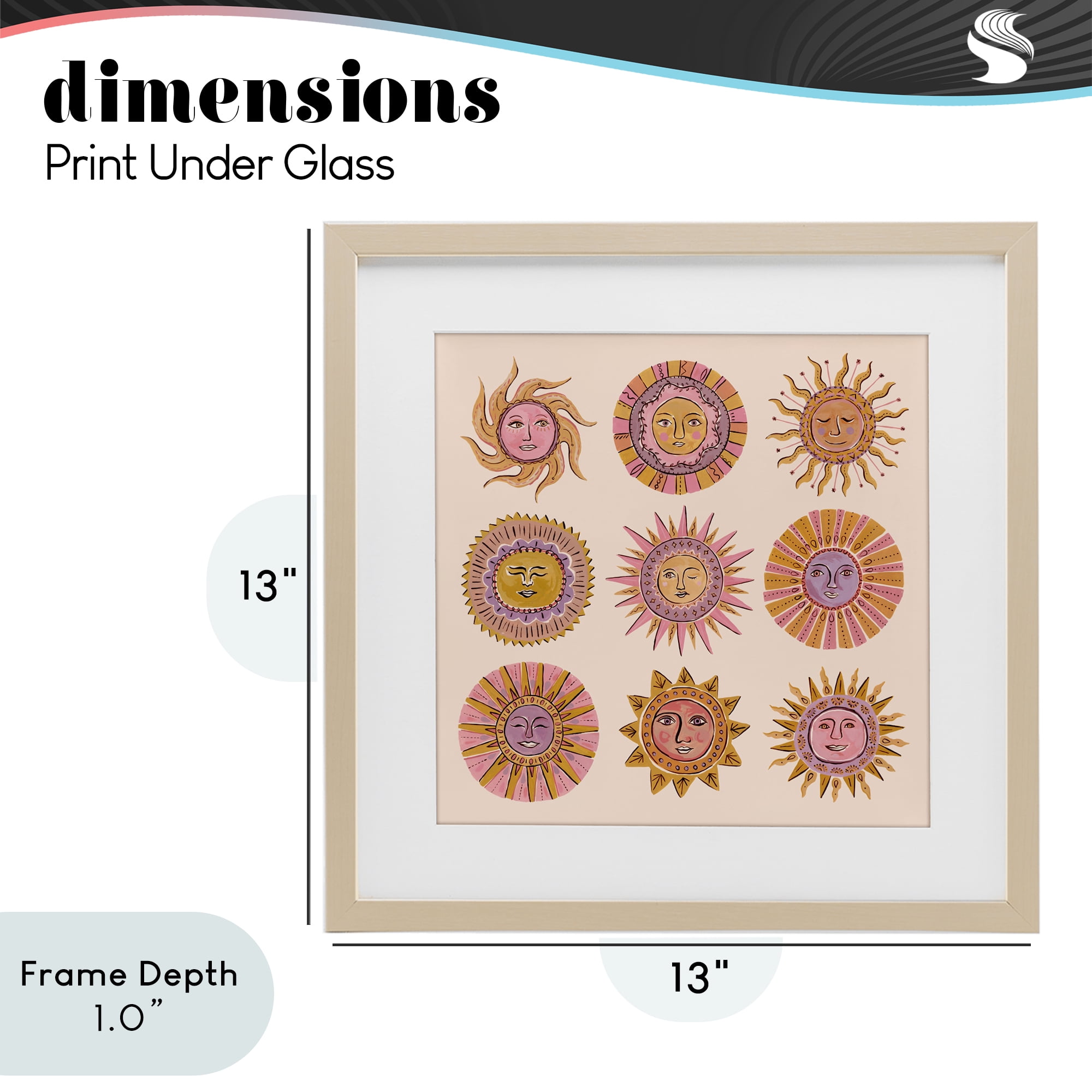 Stupell Industries Boho Solar Faces Birch Framed Print Under Glass, design by Two If By Sea Studios