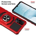 thumbnail image 3 of Compatible for Jitterbug Smart4 Case w/Tempered Glass Screen Protector [Military Grade] Ring Car Mount Kickstand Shockproof Hard Phone Case - Red, 3 of 7