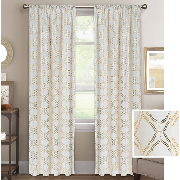 Better Homes and Gardens Metallic Foil Trellis Curtain Panel Walmart