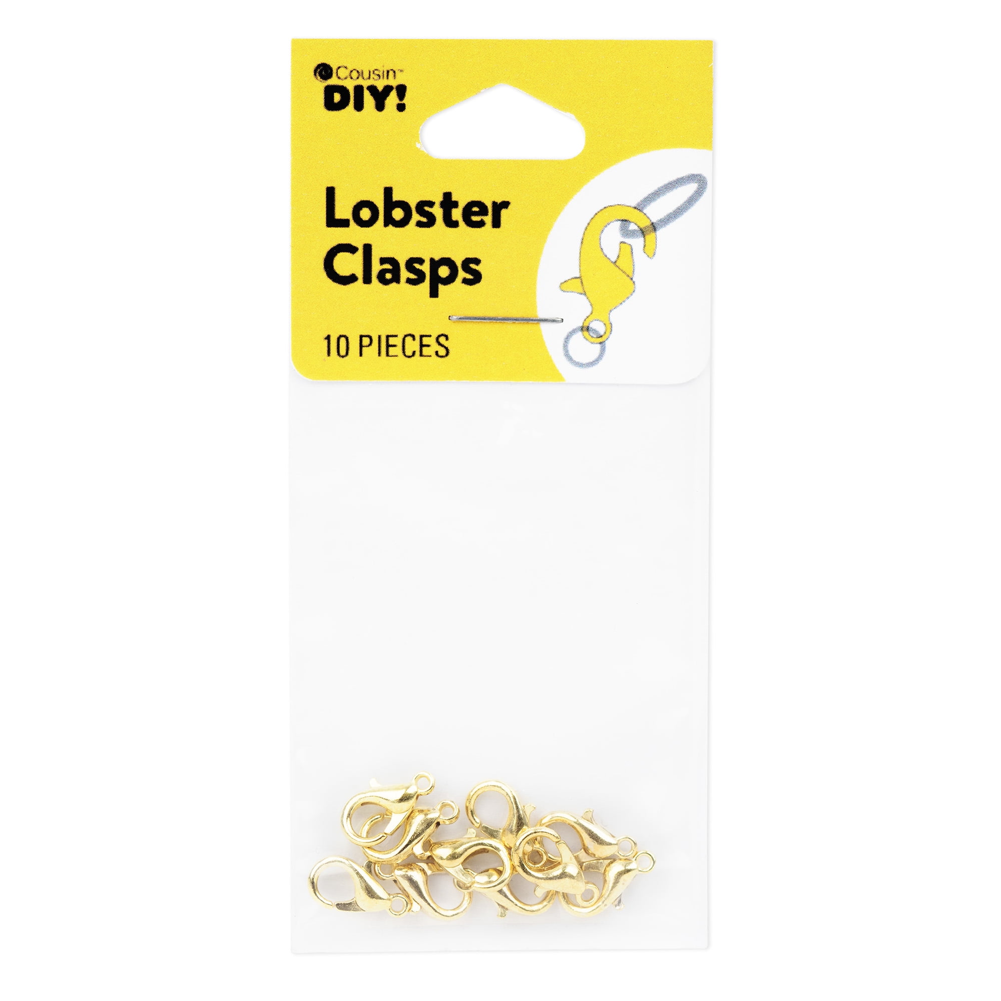 Cousin DIY Gold Metal Lobster Clasps, 10-Piece Pack for Jewelry Making